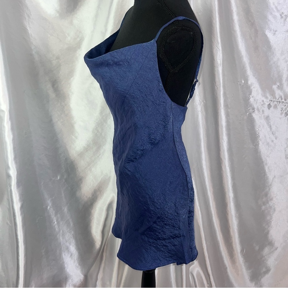 Montazami LA Sparkling Blue Cowl Neck Mini Dress – Glam & Eye-Catching Small - Picture 3 of 9